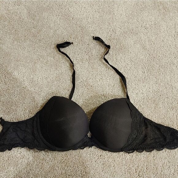 Victoria's Secret Dream Angels perfect Plunge black padded push-up bra 32 D D - Picture 13 of 13